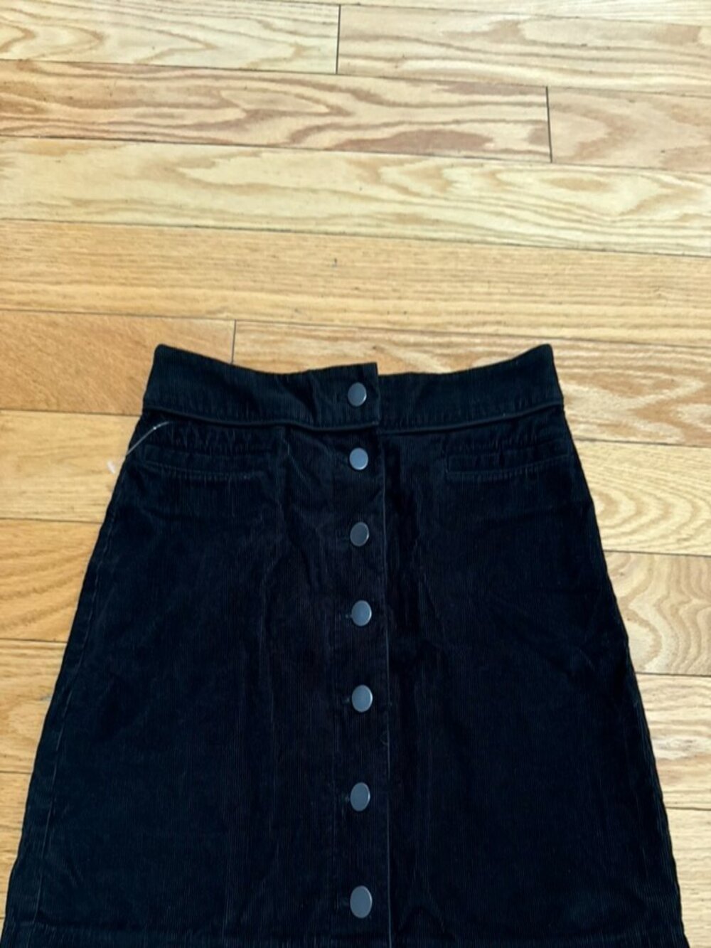 Wilfred Free Black Corduroy Button Front Mini Skirt – Size 8